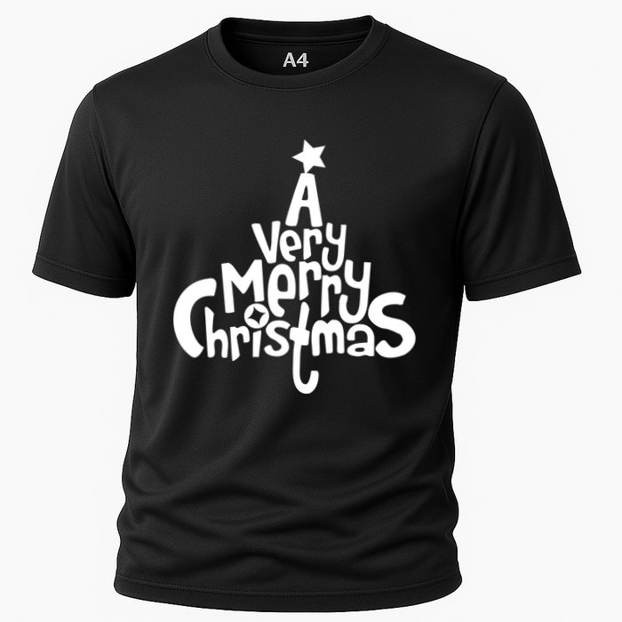 A Very Merry Christmas Tree Logo Cooling Performance Crew T-Shirt