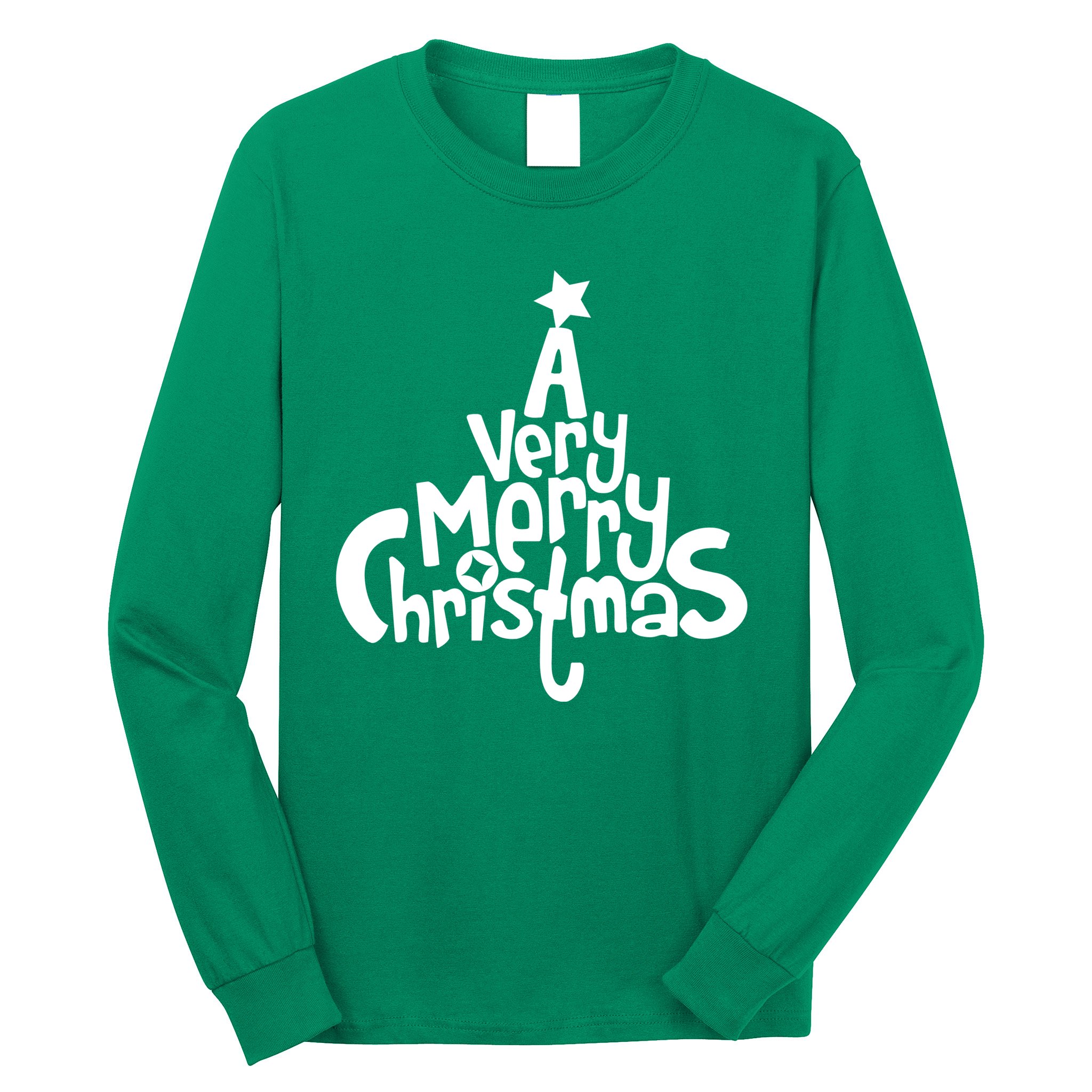A Very Merry Christmas Tree Logo Long Sleeve Shirt