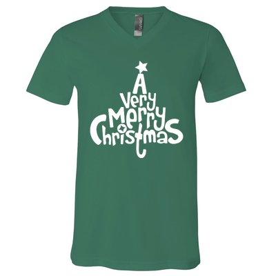 A Very Merry Christmas Tree Logo V-Neck T-Shirt