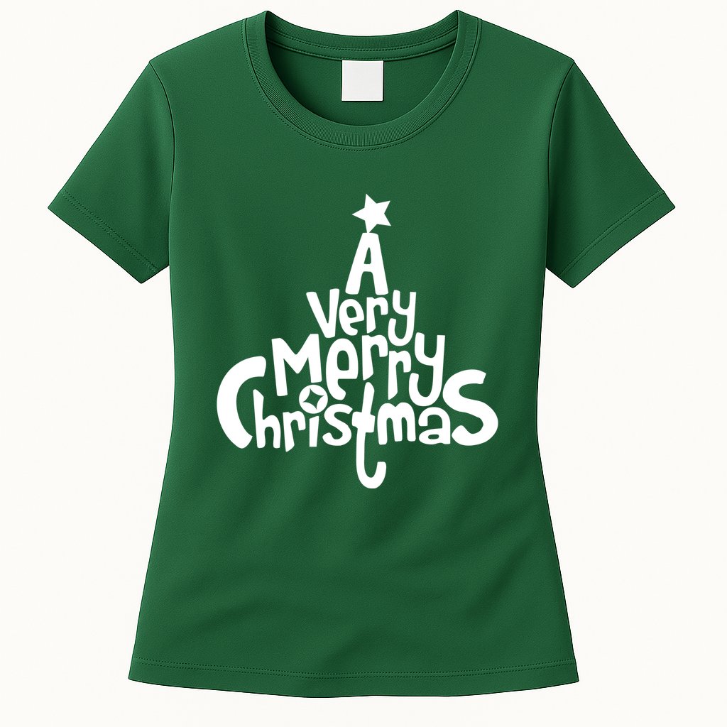 A Very Merry Christmas Tree Logo Womens T-Shirt