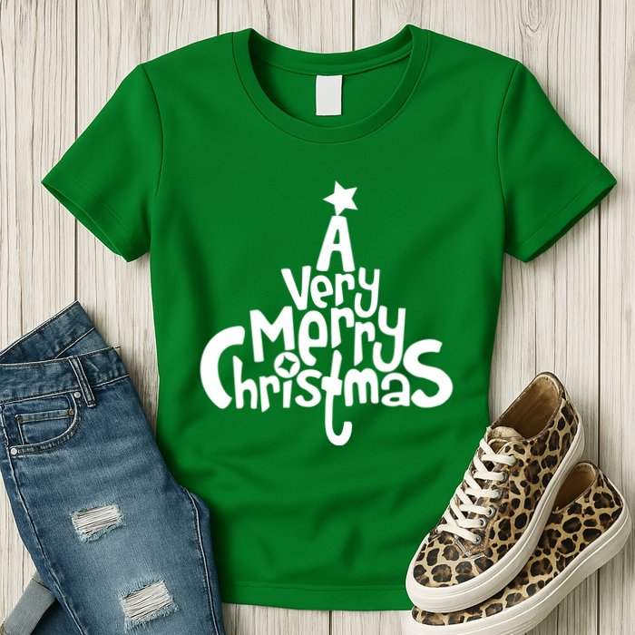 A Very Merry Christmas Tree Logo Womens T-Shirt