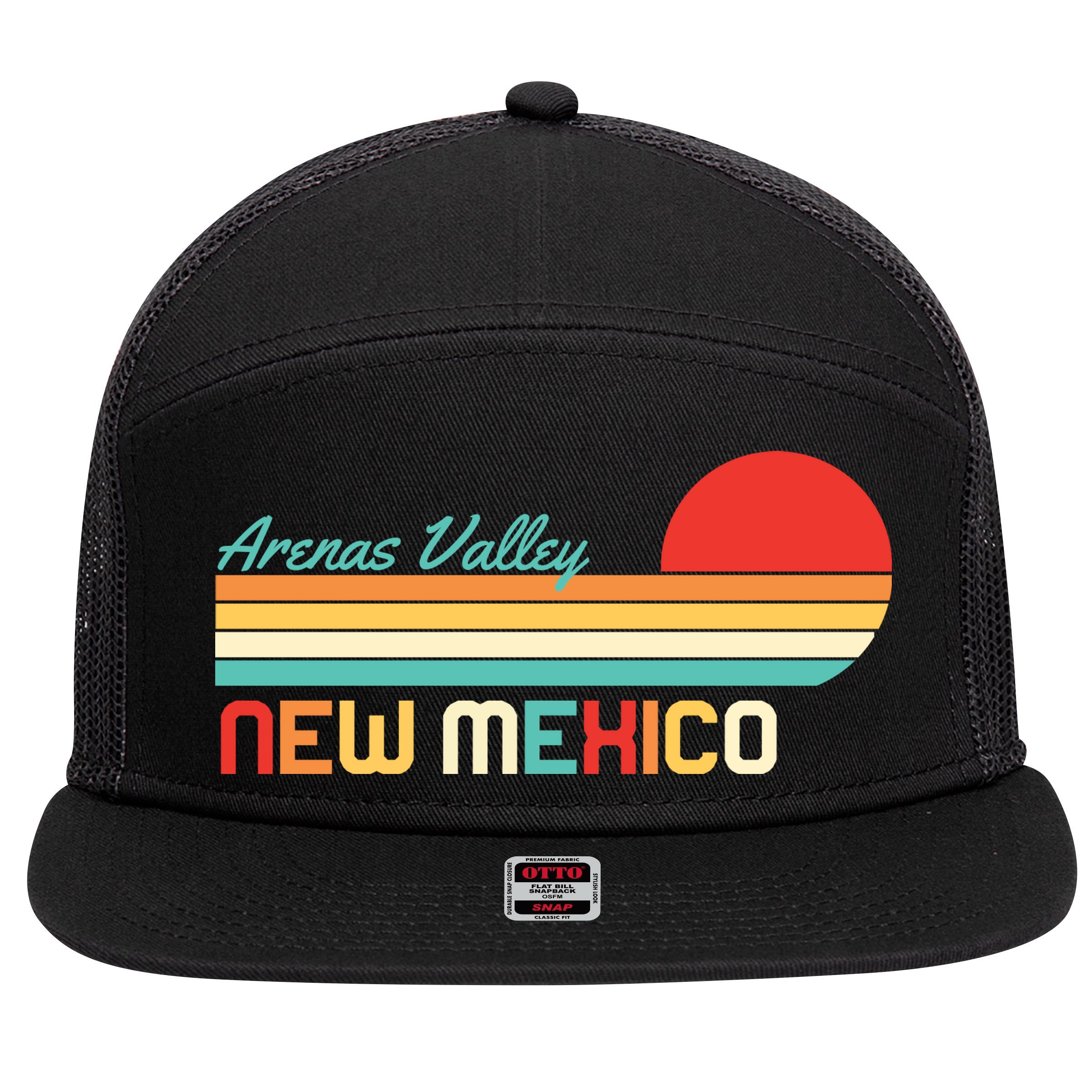 Arenas Valley New Mexico Retro 7 Panel Mesh Trucker Snapback Hat