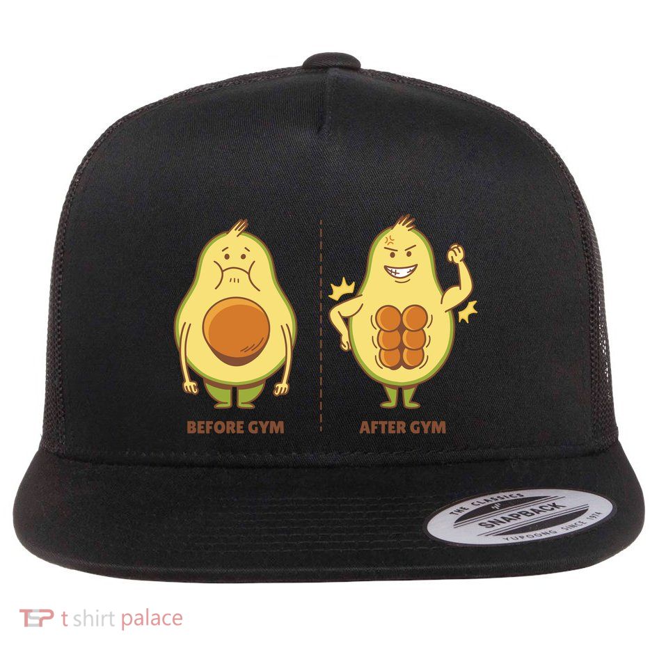 Avocado Gym Abs Flat Bill Trucker Hat