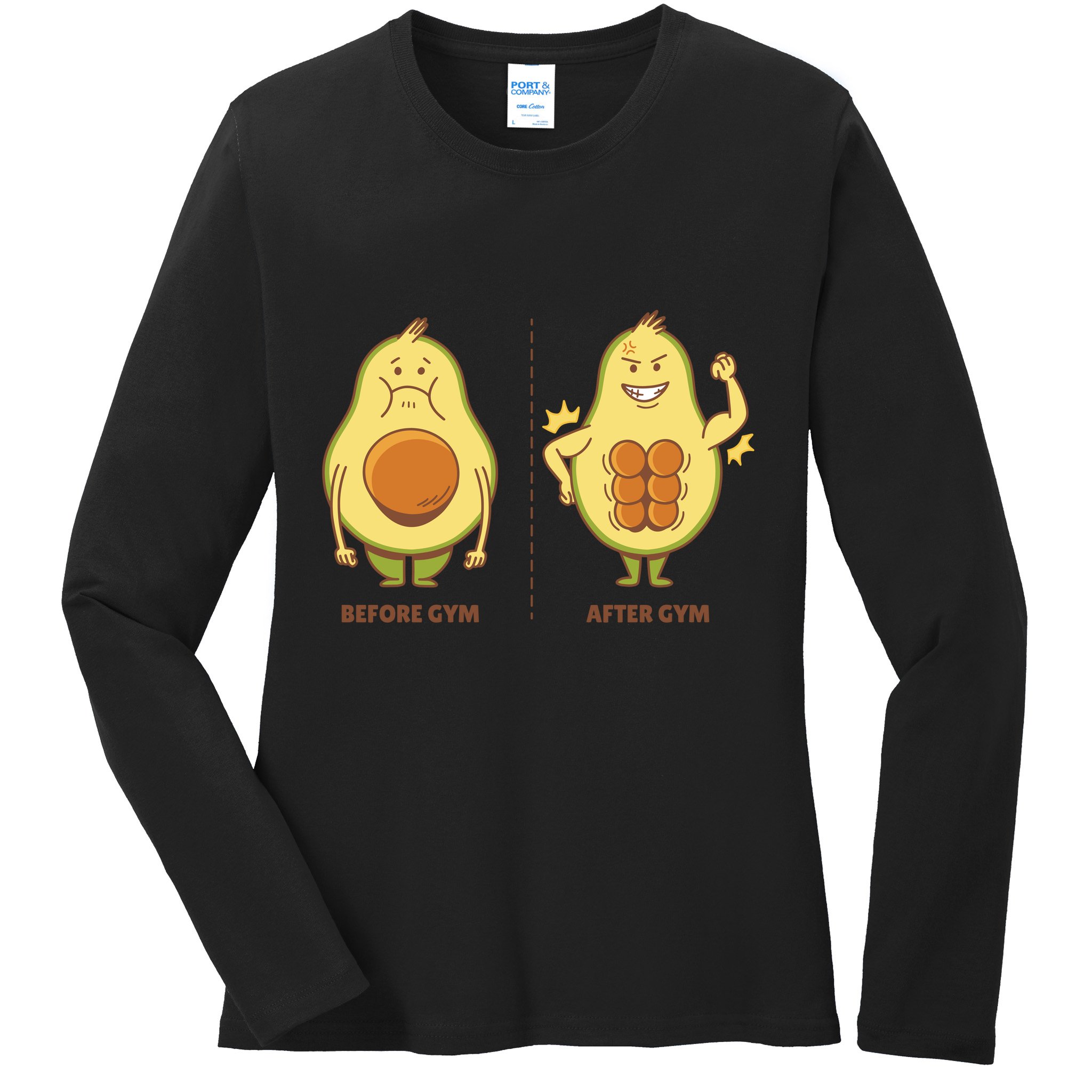 Avocado Gym Abs Ladies Long Sleeve Shirt