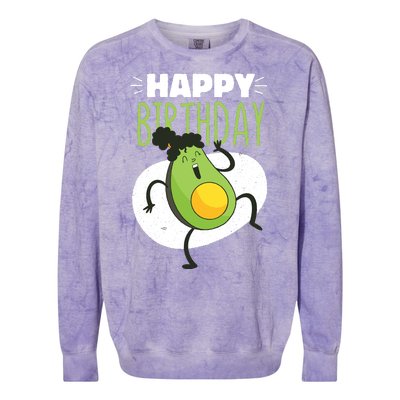 Avocado Happy Birthday Colorblast Crewneck Sweatshirt