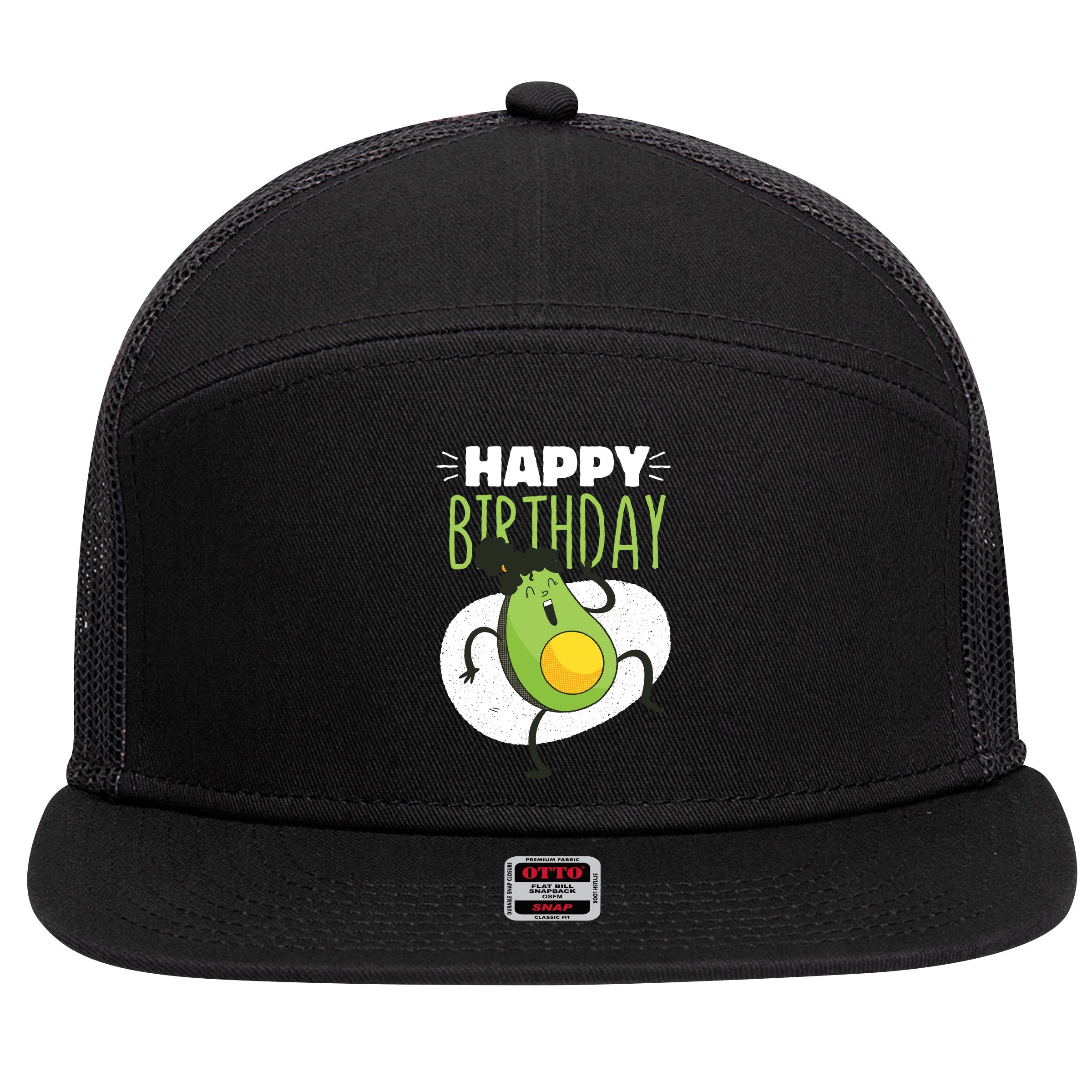 Avocado Happy Birthday 7 Panel Mesh Trucker Snapback Hat