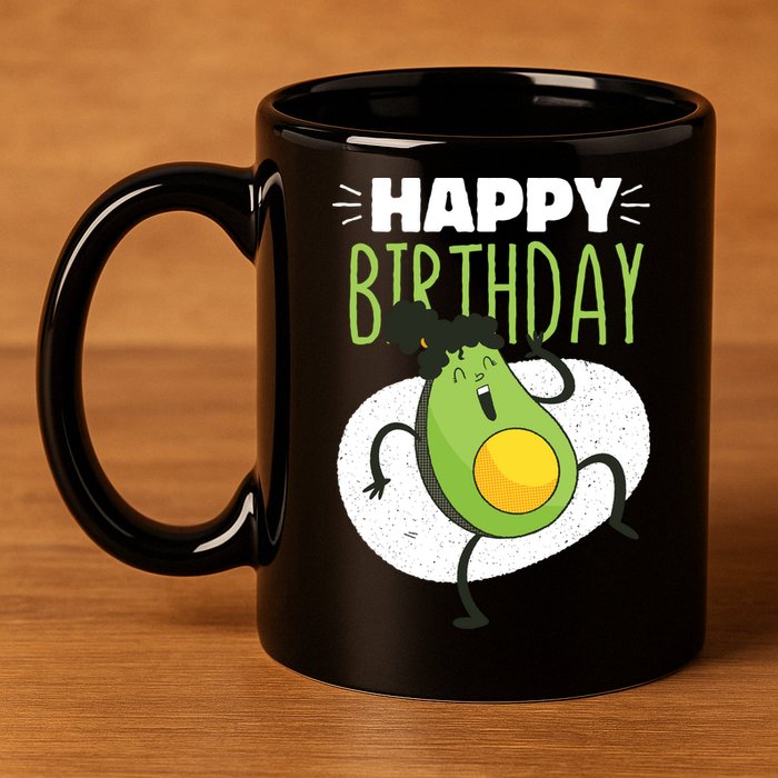 Avocado Happy Birthday 11oz C Handle Ceramic Mug