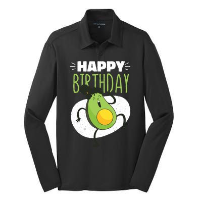 Avocado Happy Birthday Silk Touch Performance Long Sleeve Polo