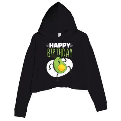 Avocado Happy Birthday Crop Fleece Hoodie