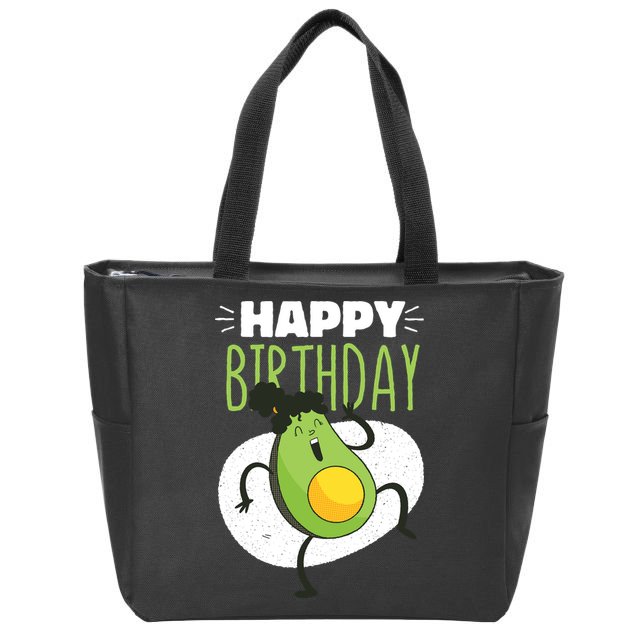 Avocado Happy Birthday Zip Tote Bag
