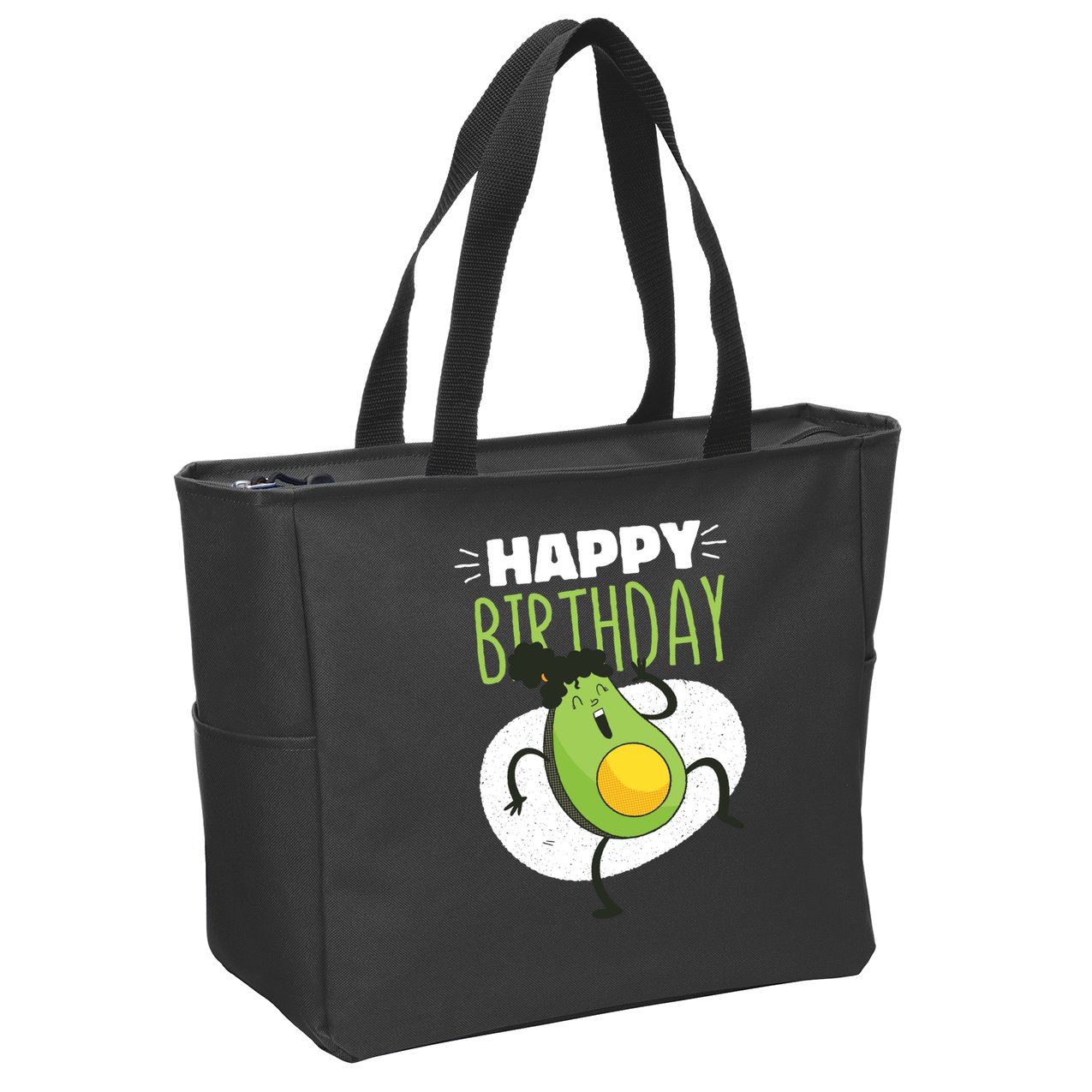 Avocado Happy Birthday Zip Tote Bag