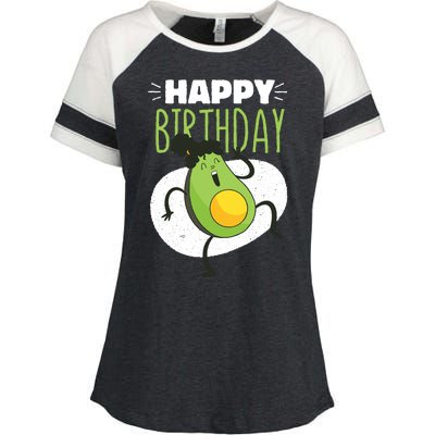 Avocado Happy Birthday Enza Ladies Jersey Colorblock Tee