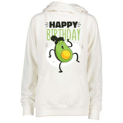 Avocado Happy Birthday Womens Funnel Neck Pullover Hood