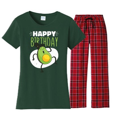 Avocado Happy Birthday Women's Flannel Pajama Set