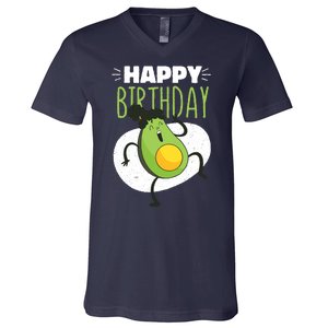 Avocado Happy Birthday V-Neck T-Shirt