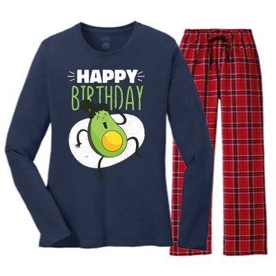 Avocado Happy Birthday Women's Long Sleeve Flannel Pajama Set 