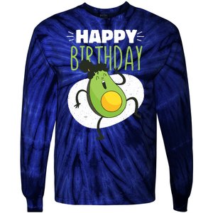 Avocado Happy Birthday Tie-Dye Long Sleeve Shirt