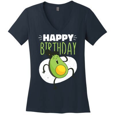 Avocado Happy Birthday Women's V-Neck T-Shirt