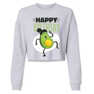 Avocado Happy Birthday Cropped Pullover Crew