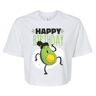 Avocado Happy Birthday Bella+Canvas Jersey Crop Tee