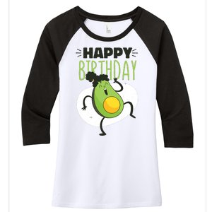 Avocado Happy Birthday Women's Tri-Blend 3/4-Sleeve Raglan Shirt