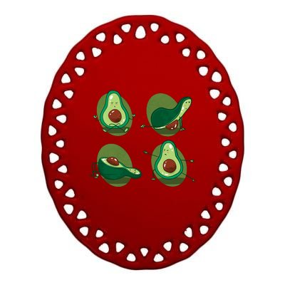 Avocado Yoga Ceramic Oval Ornament