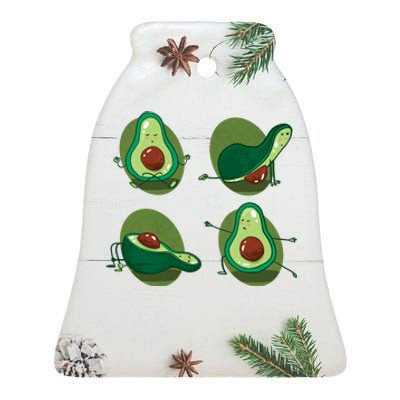 Avocado Yoga Ceramic Bell Ornament