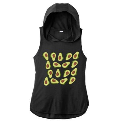 Avocados Pattern Guacamole Costume Ladies PosiCharge Tri-Blend Wicking Draft Hoodie Tank