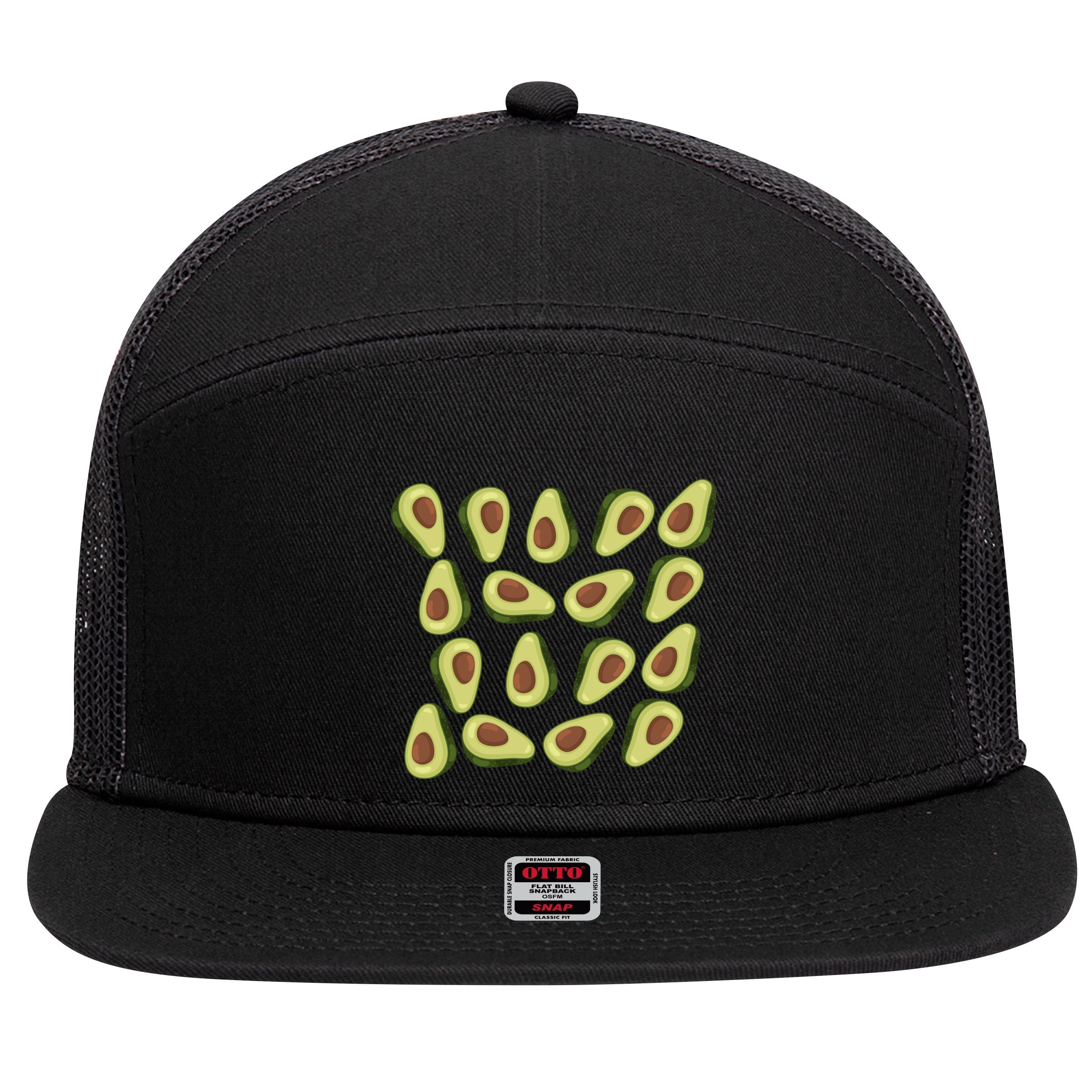 Avocados Pattern Guacamole Costume 7 Panel Mesh Trucker Snapback Hat
