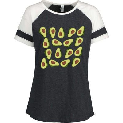 Avocados Pattern Guacamole Costume Enza Ladies Jersey Colorblock Tee