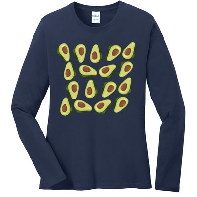 Avocados Pattern Guacamole Costume Ladies Long Sleeve Shirt