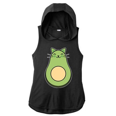 Avocato Avacado Cat Cute Ladies PosiCharge Tri-Blend Wicking Draft Hoodie Tank