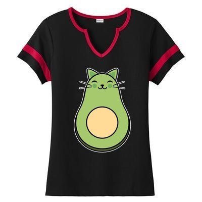 Avocato Avacado Cat Cute Ladies Halftime Notch Neck Tee