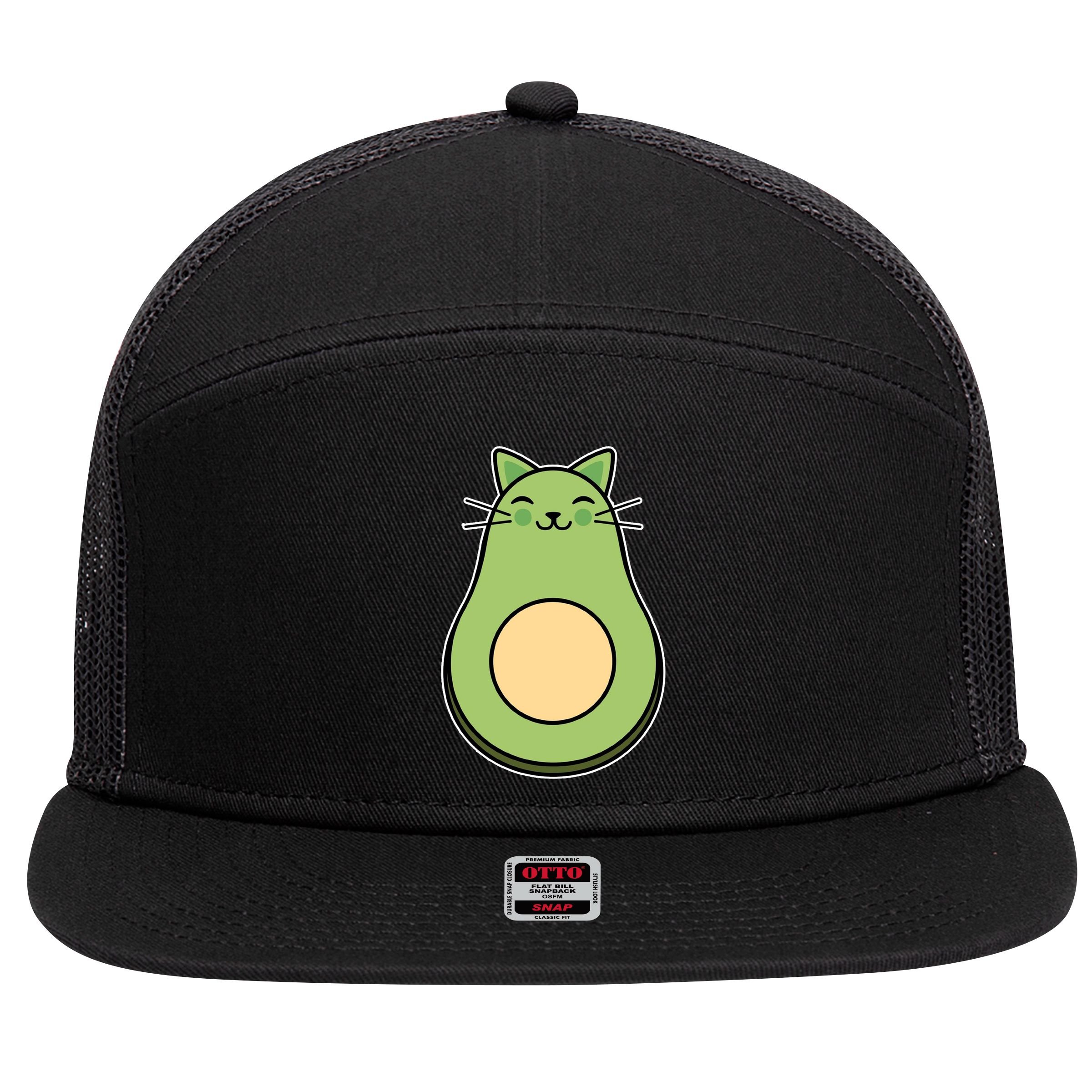 Avocato Avacado Cat Cute 7 Panel Mesh Trucker Snapback Hat