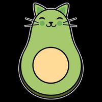 Avocato Avacado Cat Cute Cropped Pullover Crew