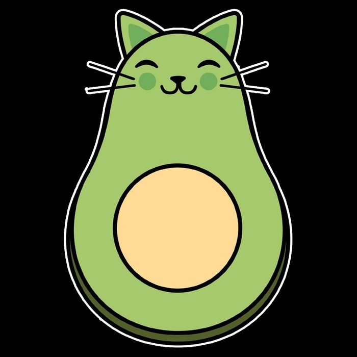 Avocato Avacado Cat Cute Cropped Pullover Crew