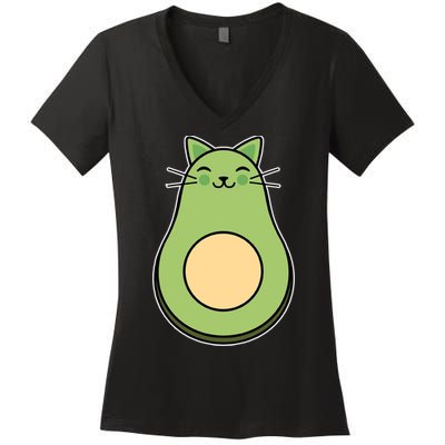 Avocato Avacado Cat Cute Women's V-Neck T-Shirt