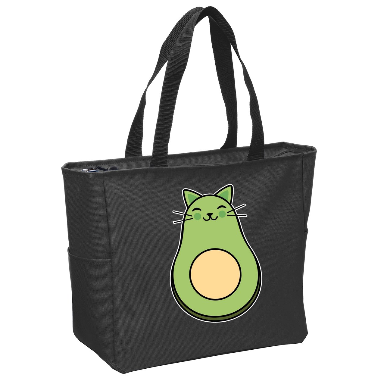 Avocato Avacado Cat Cute Zip Tote Bag