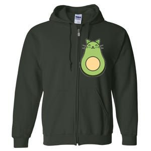 Avocato Avacado Cat Cute Full Zip Hoodie