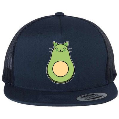 Avocato Avacado Cat Cute Flat Bill Trucker Hat