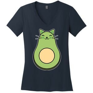 Avocato Avacado Cat Cute Women's V-Neck T-Shirt