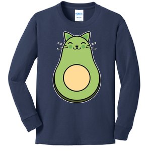 Avocato Avacado Cat Cute Kids Long Sleeve Shirt