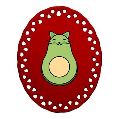 Avocato Avacado Cat Cute Ceramic Oval Ornament