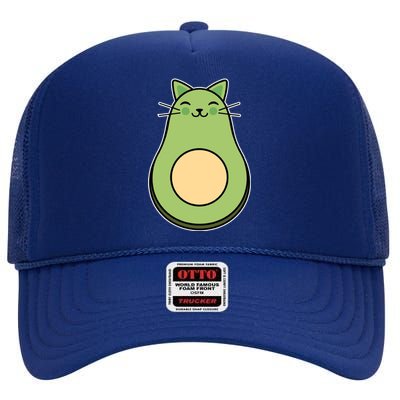 Avocato Avacado Cat Cute High Crown Mesh Back Trucker Hat