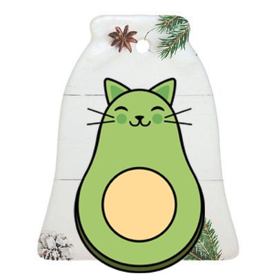 Avocato Avacado Cat Cute Ceramic Bell Ornament