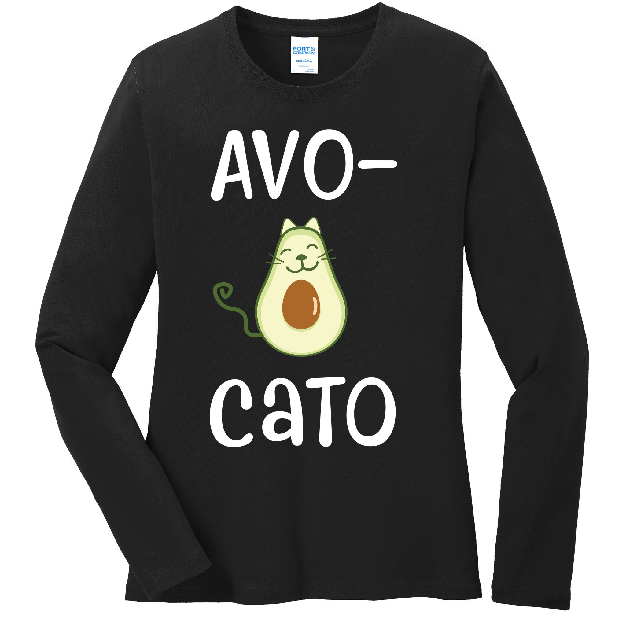 Avocato Cat Avocado Ladies Long Sleeve Shirt