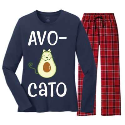 Avocato Cat Avocado Women's Long Sleeve Flannel Pajama Set 