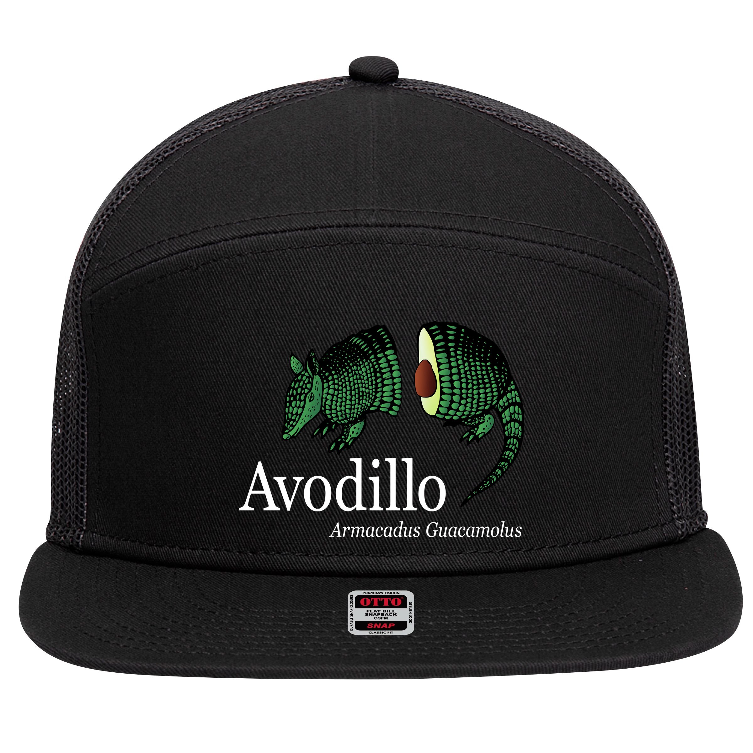 Avodillo Armacadus Guacamolus Armadillo 7 Panel Mesh Trucker Snapback Hat
