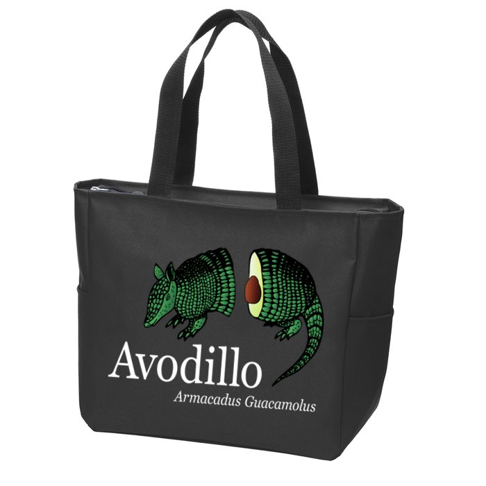 Avodillo Armacadus Guacamolus Armadillo Zip Tote Bag