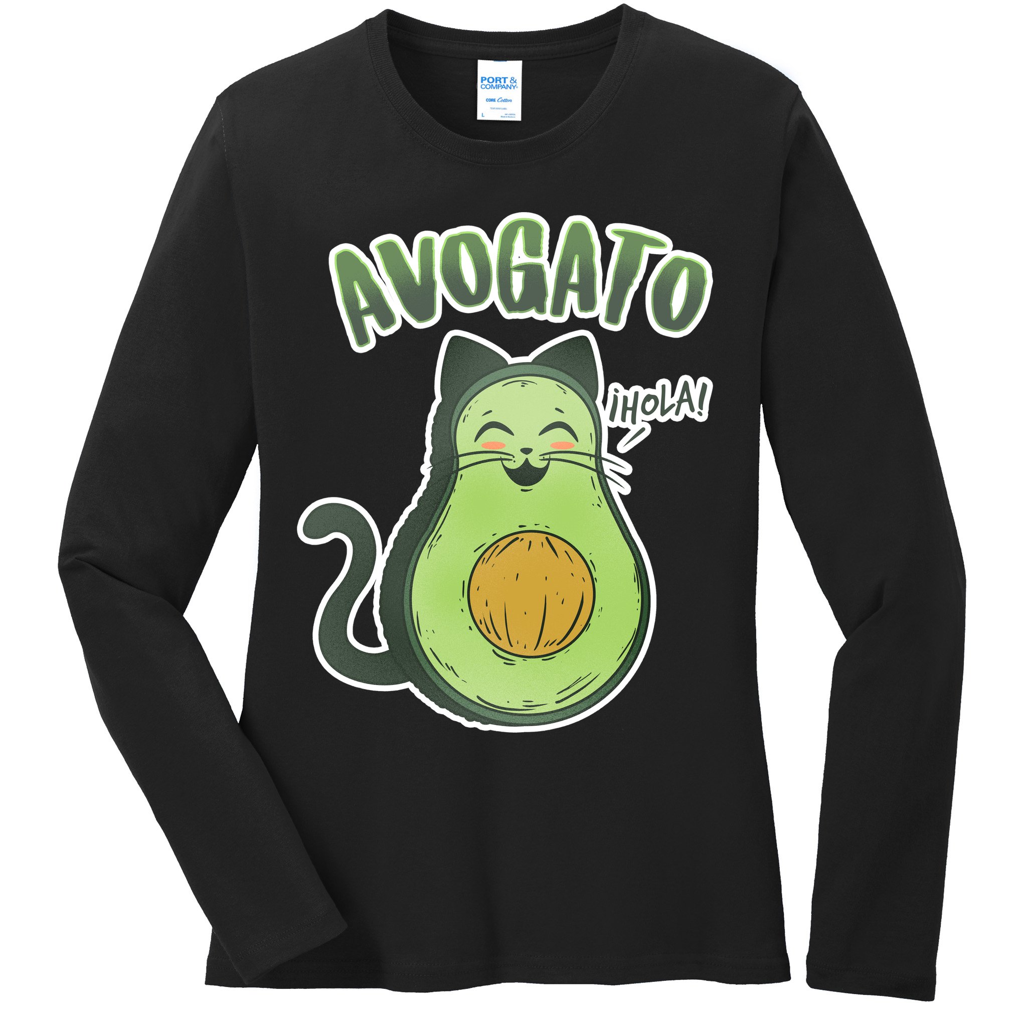Avogato Cat Hola Ladies Long Sleeve Shirt